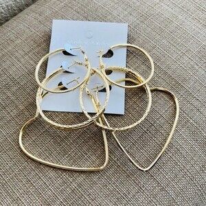 Earring golden deco Design Hoop Earrings Trendy Gold Deco 3 Earrings set